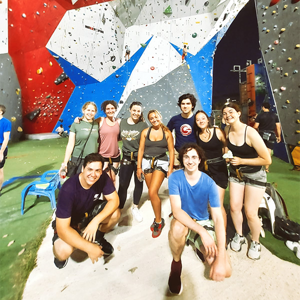 Rothchild students rock climbing in tel aviv