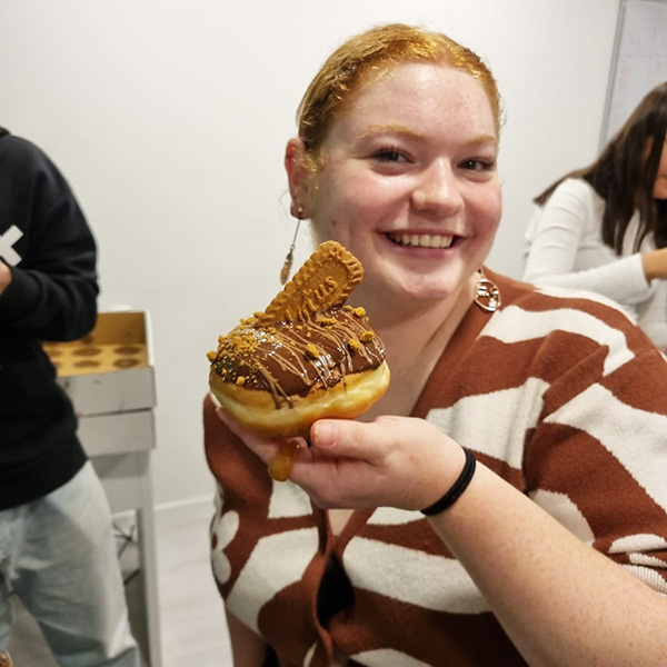 Tamar from florentin with her extra-special sufganiya!