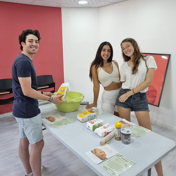 Florentin students making challah for shabbat