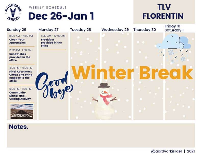 December weekly schedule- florentin