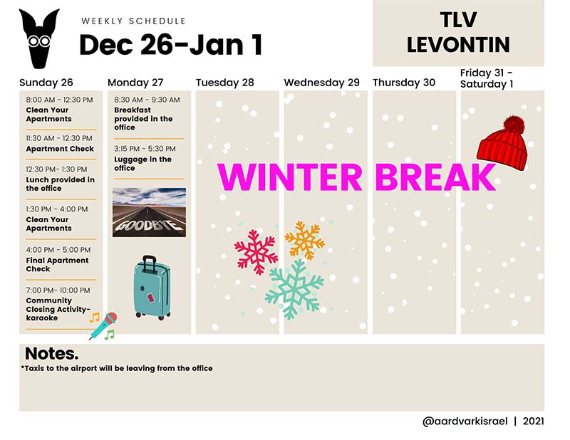 December weekly schedule- levontin