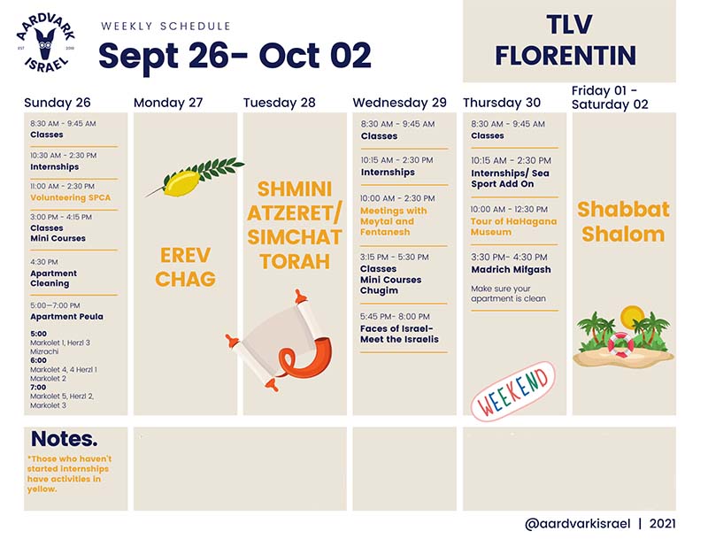September weekly schedule- florentin