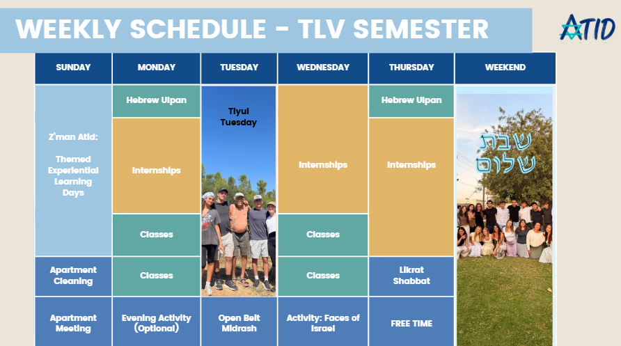 Tel aviv weekly schedule