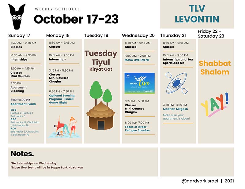 Weekly schedule- levontin