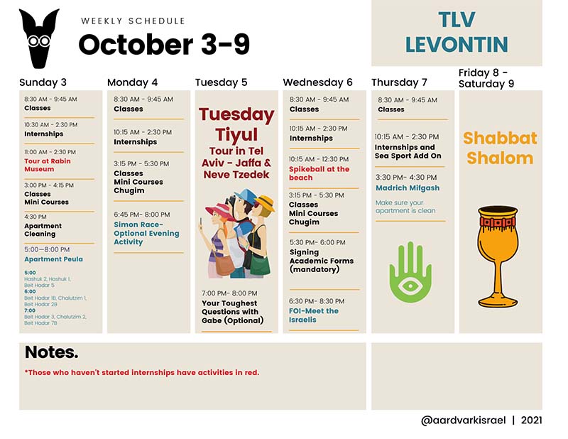 Weekly schedule- levontin